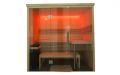 Kleine Massivholz-Sauna aus Fichte mit Glasfront - LED-Deckenbeleuchtung, orange