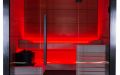 Standard-Sauna Premium - Fuji - Frontalansicht, LED-Bankbeleuchtung, rot