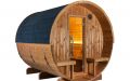 Große Fass-Sauna in Thermokiefer mit Freisitz