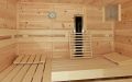 Massivholz-Sauna in Zirbe mit Glasfront - Einrichtung