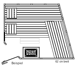 Massivholz-Sauna - Maßanfertigung - Beispiel-Grundriss für schräge Grundfläche