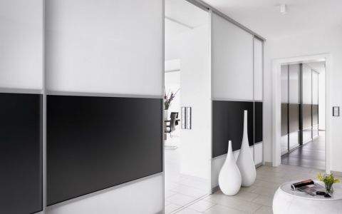 Glasdesign Raumteiler, schwarz-weiß