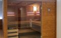 Sauna mit großer Ruhezone in Thermofichte - Außenansicht der Sauna